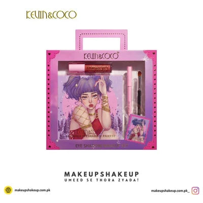 Kevin & Coco Eyeshadow Makeup Set (Pink bag)
