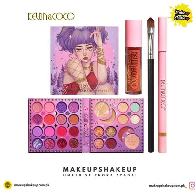 Kevin & Coco Eyeshadow Makeup Set (Pink bag)