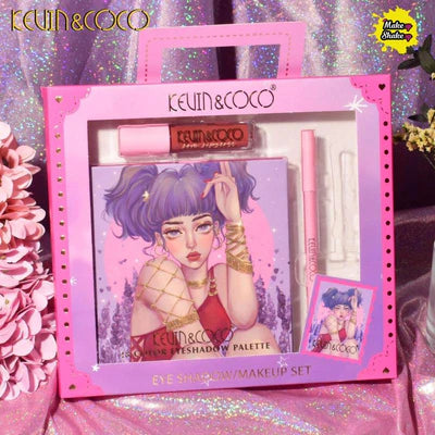 Kevin & Coco Eyeshadow Makeup Set (Pink bag)