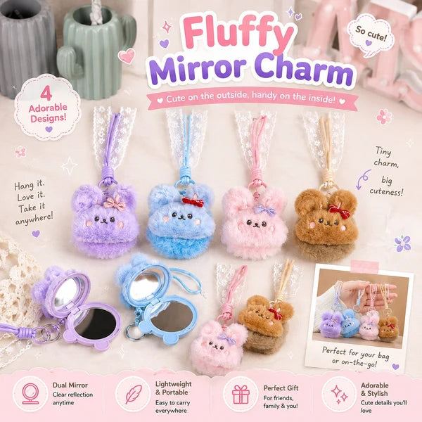 Fluffy Bunny Mirror Charm